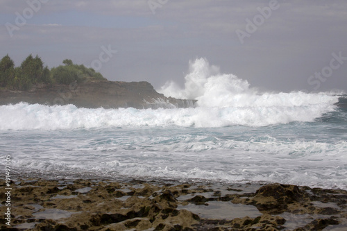 Waves in the turbulent sea, near Lembongan Island, Indonesia