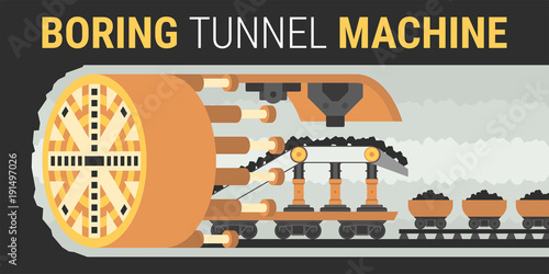 Building of underground tunnels vector illustration in flat style.