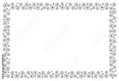 桃の花フレーム 白黒 Stock イラスト Adobe Stock