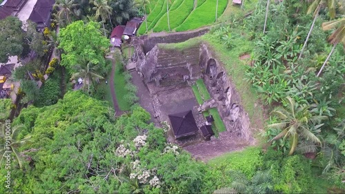 Drone shot of ancient temple gunung Kawi in Indonesia photo