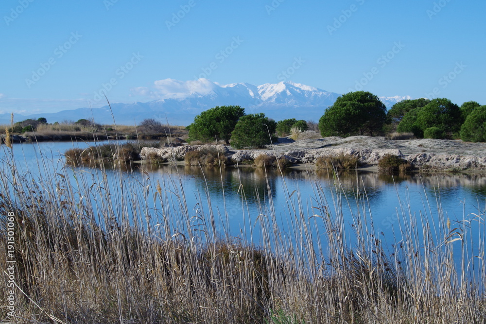 Obraz premium Paysage de montagne enneigé et mer