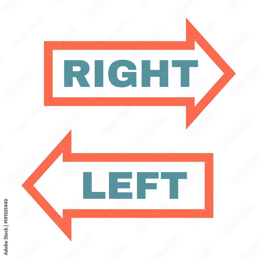 Arrow with text Right and Left. Vector Arrow with text Right and Left. Vector