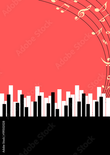 Canvas Print Music themed poster with piano keys