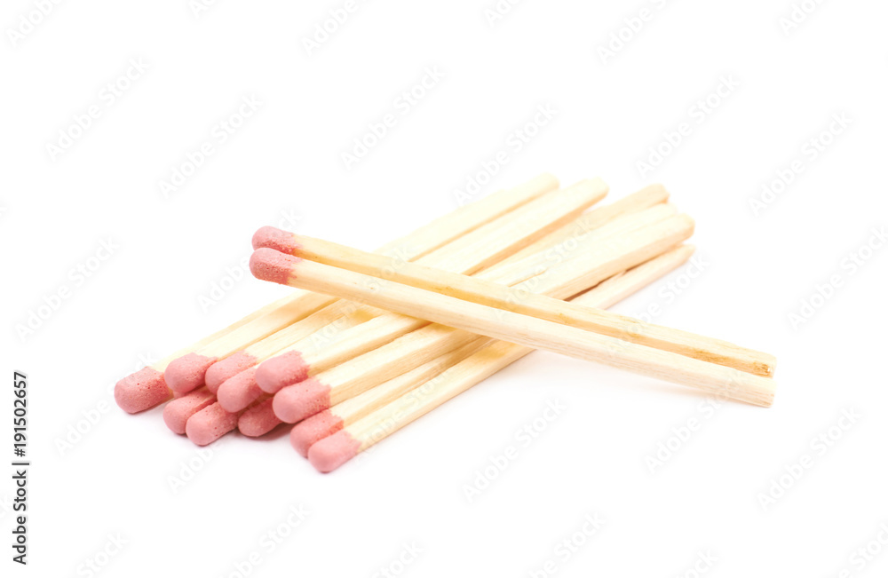 Pile of wooden matches isolated