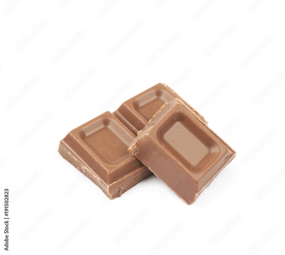 Portion of milk chocolate isolated Portion of milk chocolate isolated