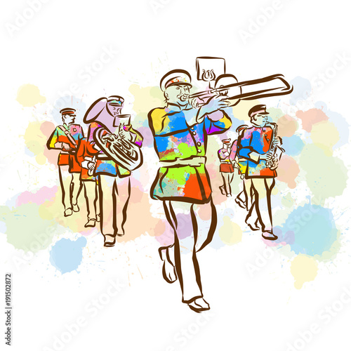 Colorful Marching Band Sketch