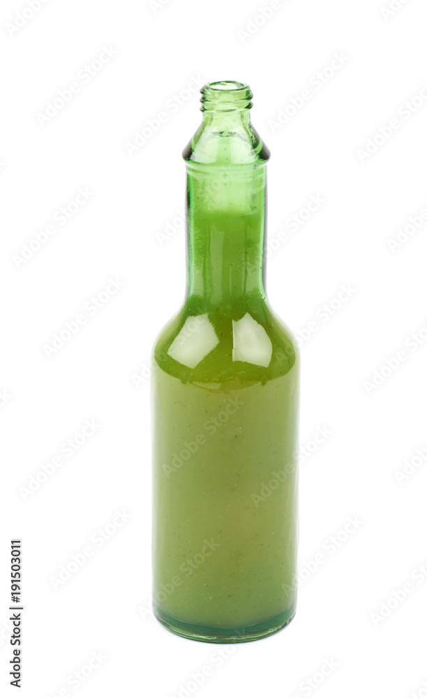 Bottle of hot sauce isolated