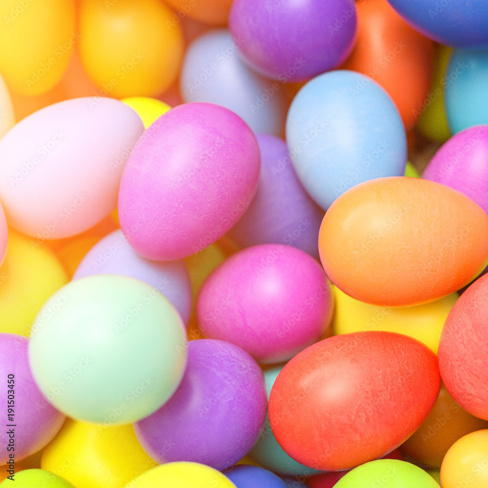 Large group of different Colorful Easter eggs