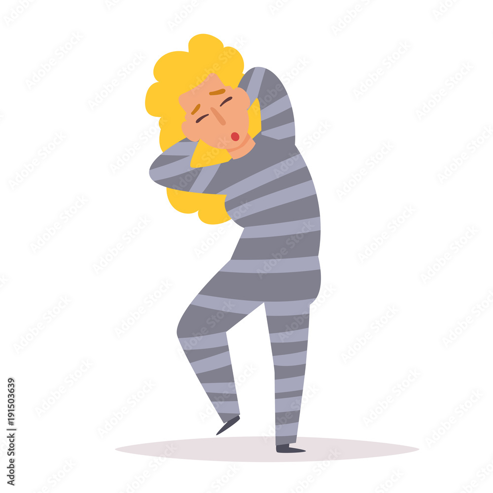 Criminal in striped prison clothes. Criminal in striped prison clothes.