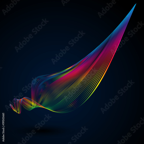 Abstract wavy lines on a dark background Futuristic technology illustration design The pattern of the wave line Abstract modern background for advertising templates web business Design element Vector