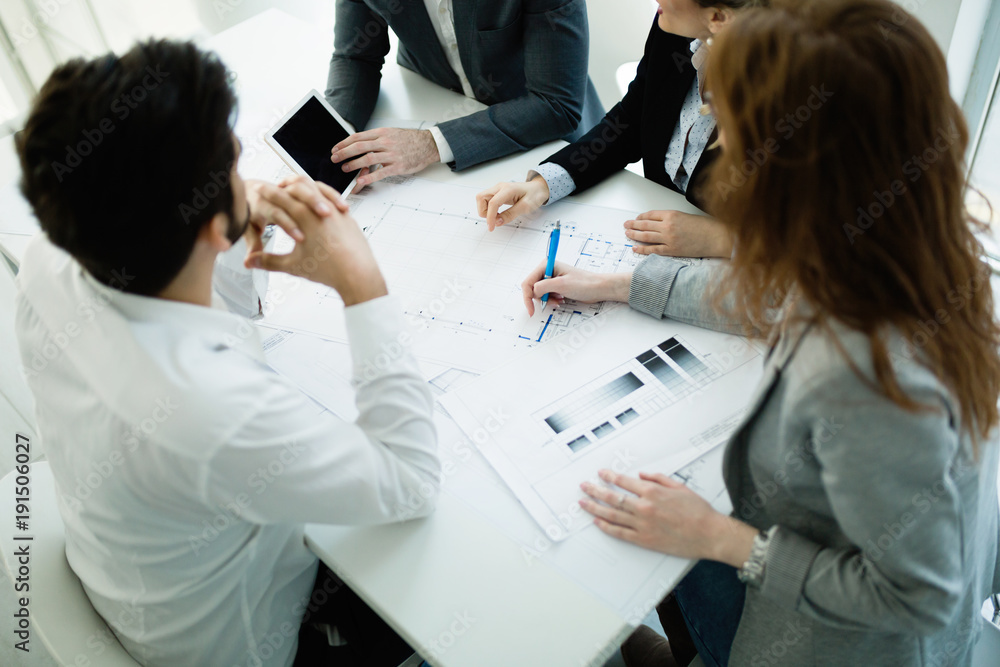 Fototapeta premium Portrait of architects having discussion in office