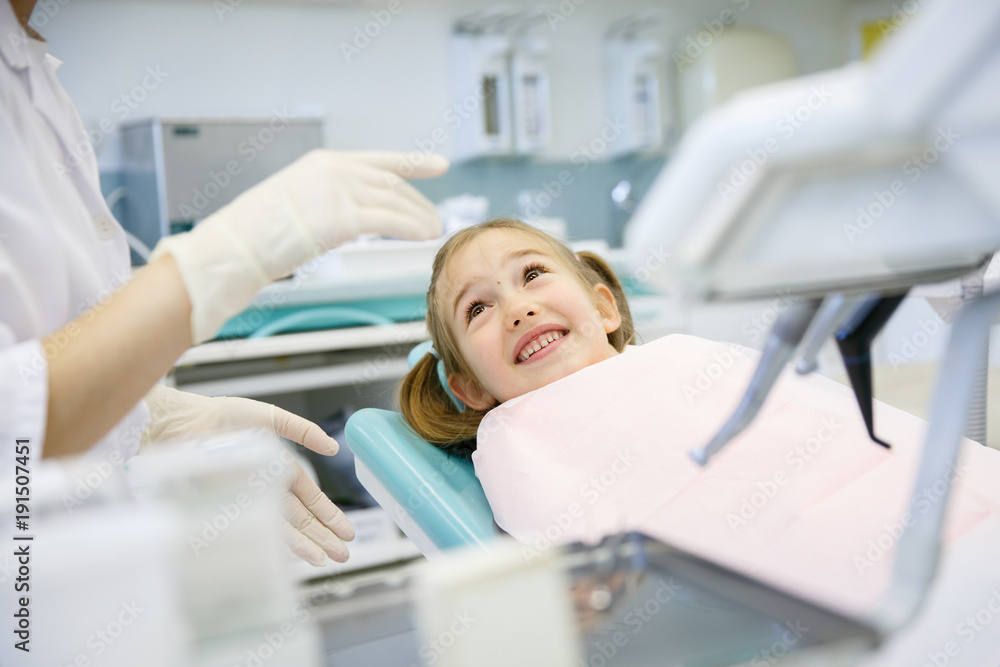 Little girl at dentist office