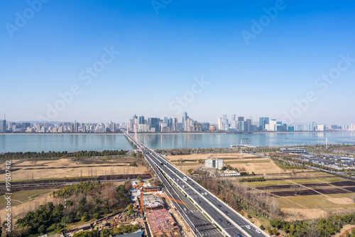 panoramic cityscape in hangzhou