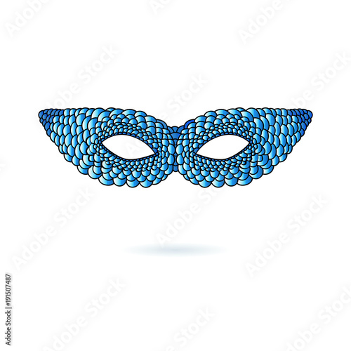 Blue masquerade mask isolated on white background. Vector illustration. Mardi gras decorations