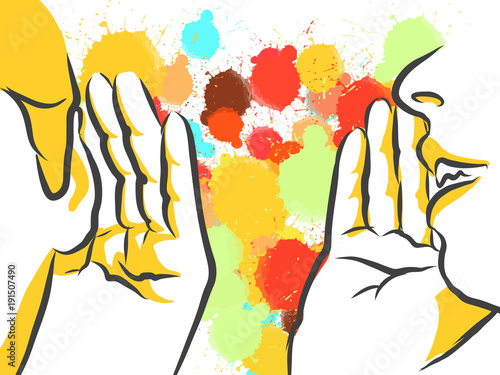 Colorful Gossip Hands Sketch