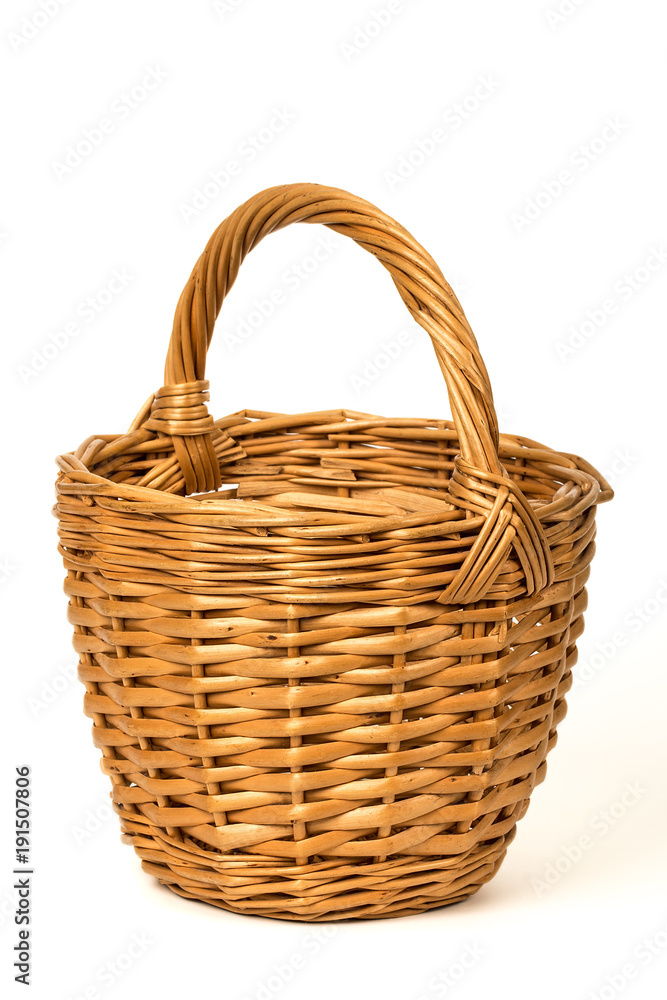 Old Wicker Basket On a White Background Old Wicker Basket On a White Background