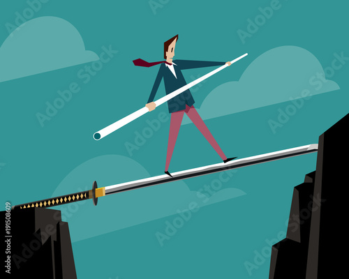 Man balancing on the Japanese sword