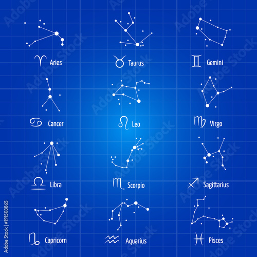 White zodiac signs horoscope symbols astrology icons zodiacal constellations vector set