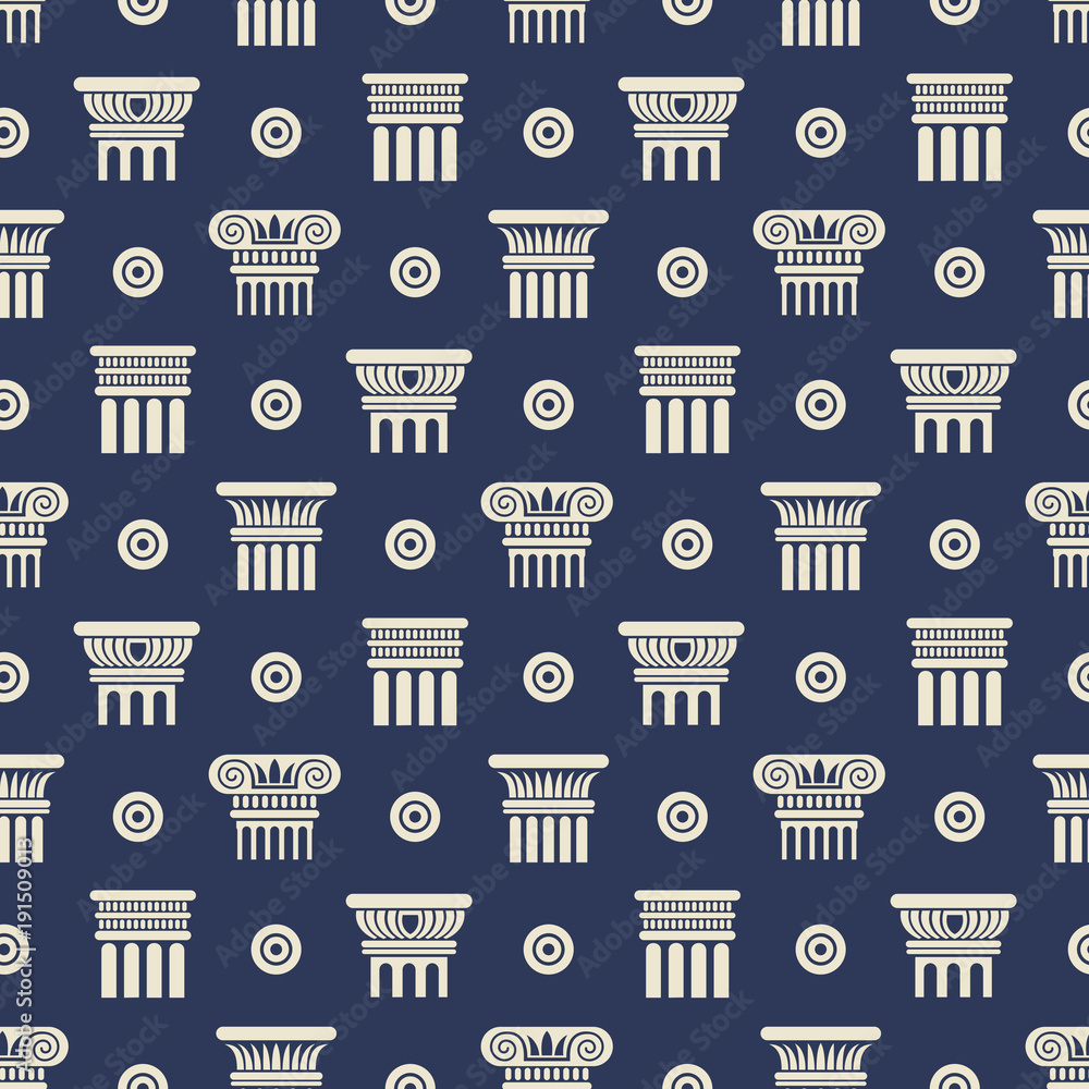 Greek and roman ancient columns seamless pattern