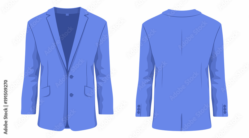Men's purple business suit. Front and back views on white background Men's purple business suit. Front and back views on white background