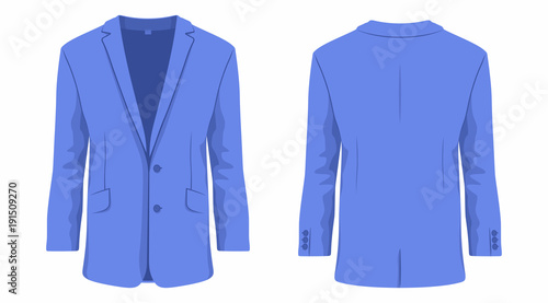 Men's purple business suit. Front and back views on white background
