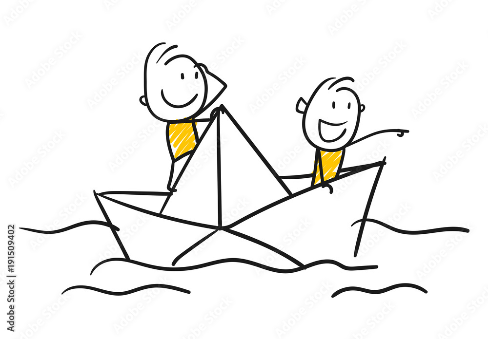 Strichfiguren / Strichmännchen: Papierboot, schwimmen. (Nr. 186) Strichfiguren / Strichmännchen: Papierboot, schwimmen. (Nr. 186)