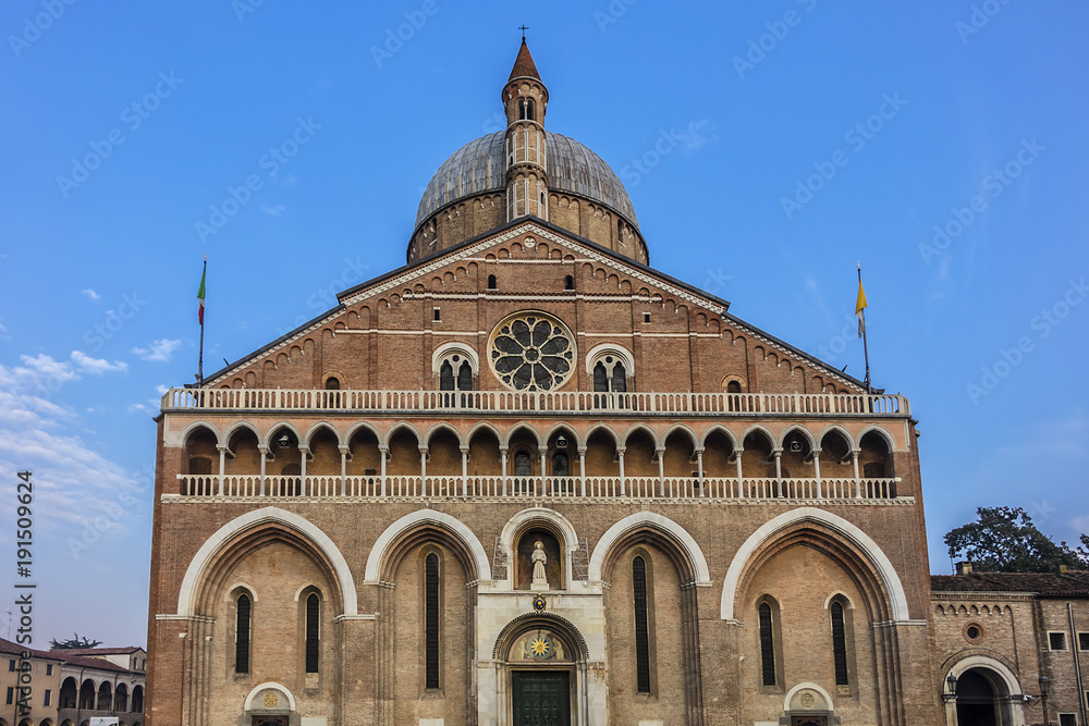 Roman Catholic Pontifical Basilica of Saint Anthony of Padua at Piazza del Santo, Padua, Veneto, Italy, Europe. Basilica of Saint Anthony was built between 1232 and 1310.