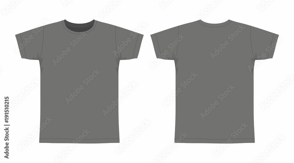 Front and back views of men's black t-shirt on white background Front and back views of men's black t-shirt on white background