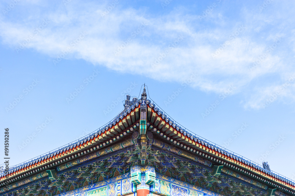 ancient building with blue sky in beijing china.