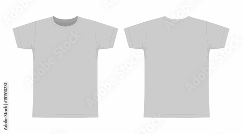  Front and back views of men's gray t-shirt on white background