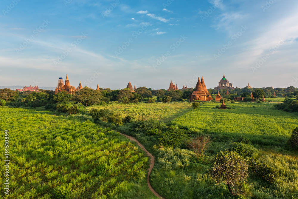 Ancient pagodas in Bagan during sunrise, Myanmar