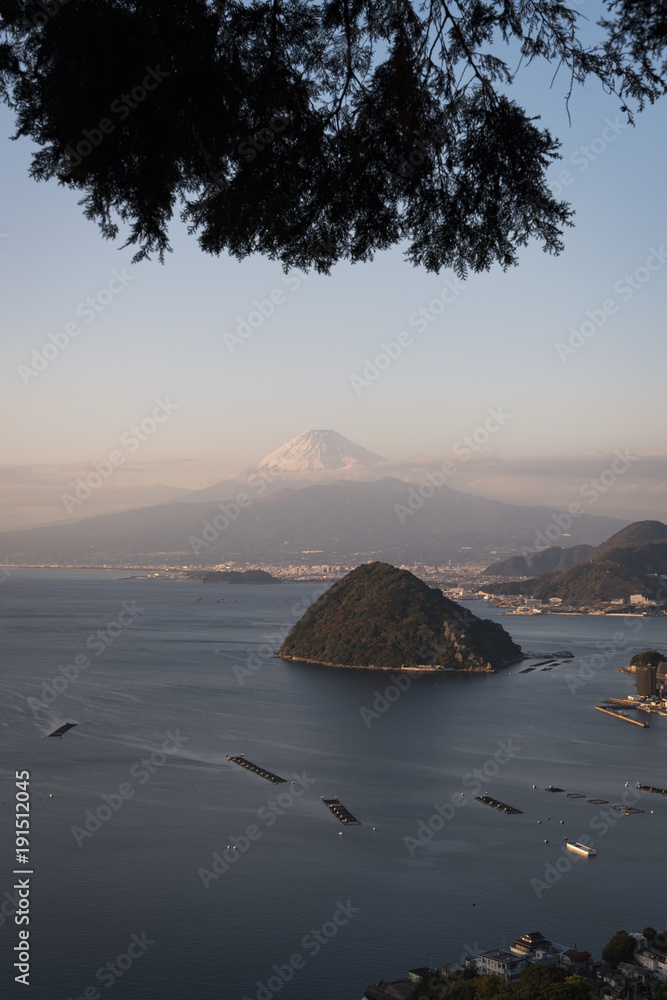 Mt. Fuji over the Suruga Bay and Awashima Island Captured from Hottanjo-zan Mountain in Numazu City