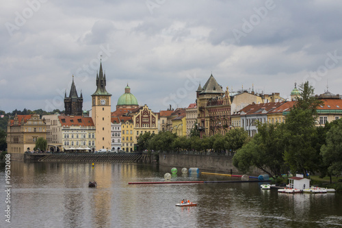 View on the waterfront of the Vltava river. Prague Czech Republic