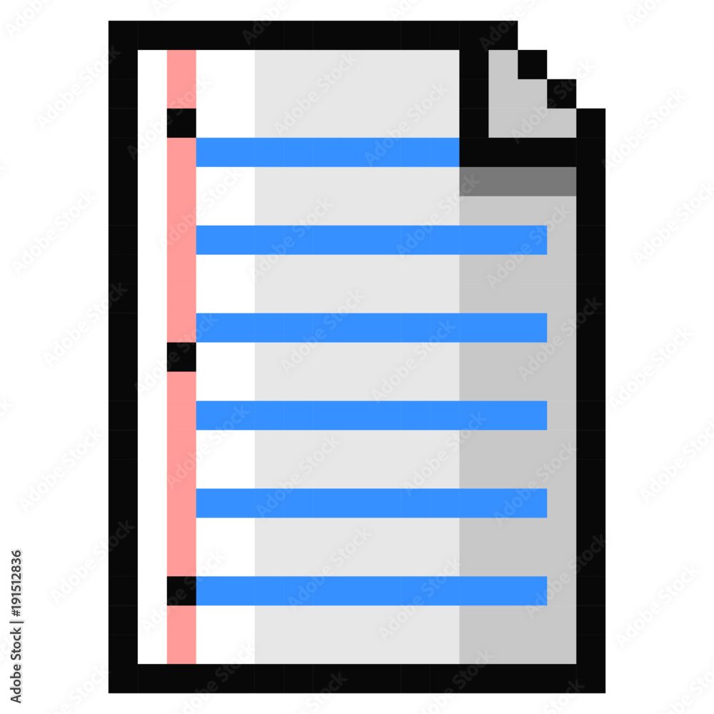 Pixel Art Paper Icon Stock Vector | Adobe Stock