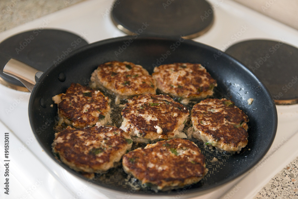 meat cutlets with Golden brown fried in a frying pan, cooking, recipe, kitchen, dish meat cutlets with Golden brown fried in a frying pan, cooking, recipe, kitchen, dish