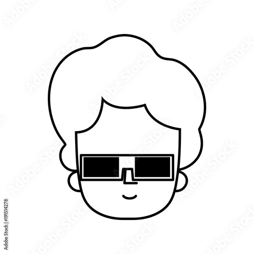 line man with hairstyle design and glasses