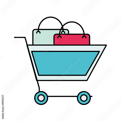 shopping car with market buy bag