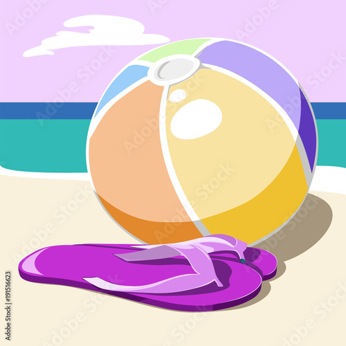 Summer shoes for the beach in the sand