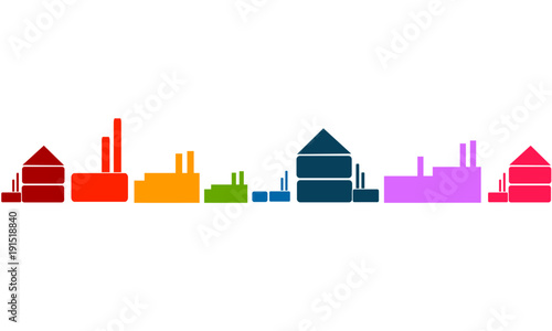 Industrie Landschaft Gebäude Panorama Bunt Band Banner Hintergrund