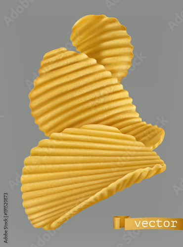Potato chips. 3d realistic vector