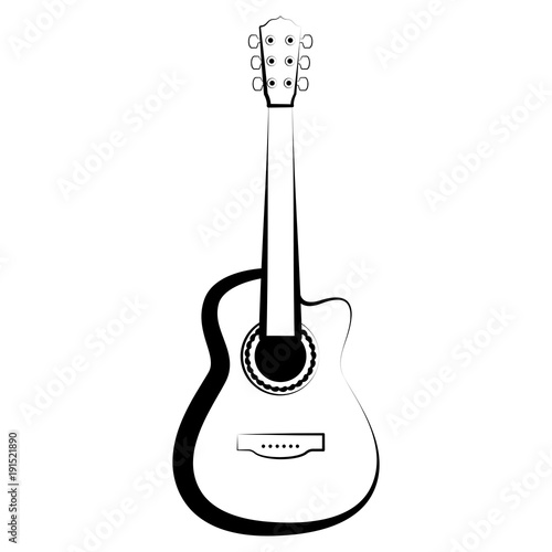 Isolated guitar outline. Musical instrument
