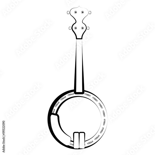 Isolated banjo outline. Musical instrument