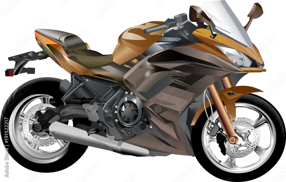 Obraz premium Sports motorcycle brown vector realistic illustration isolated on white background