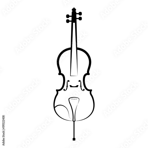 Isolated cello outline. Musical instrument