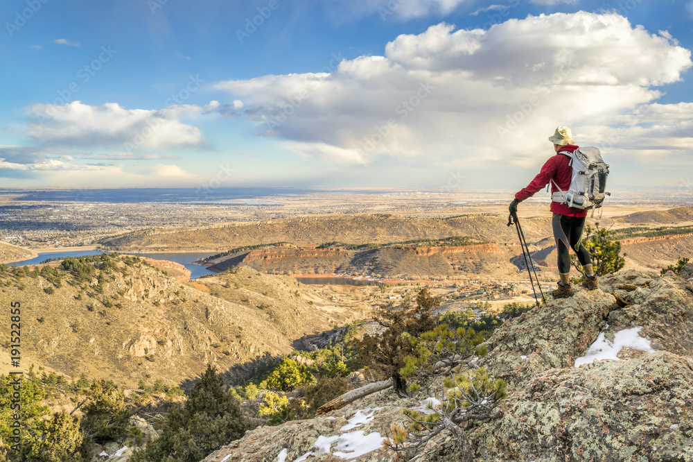 backpacker on a mountain ridge