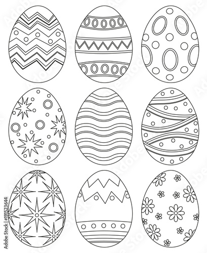 Black and white easter egg collection set poster.