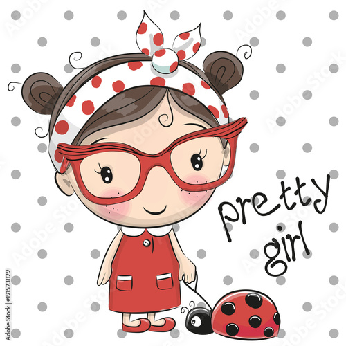 Cute Cartoon Girl with glasses