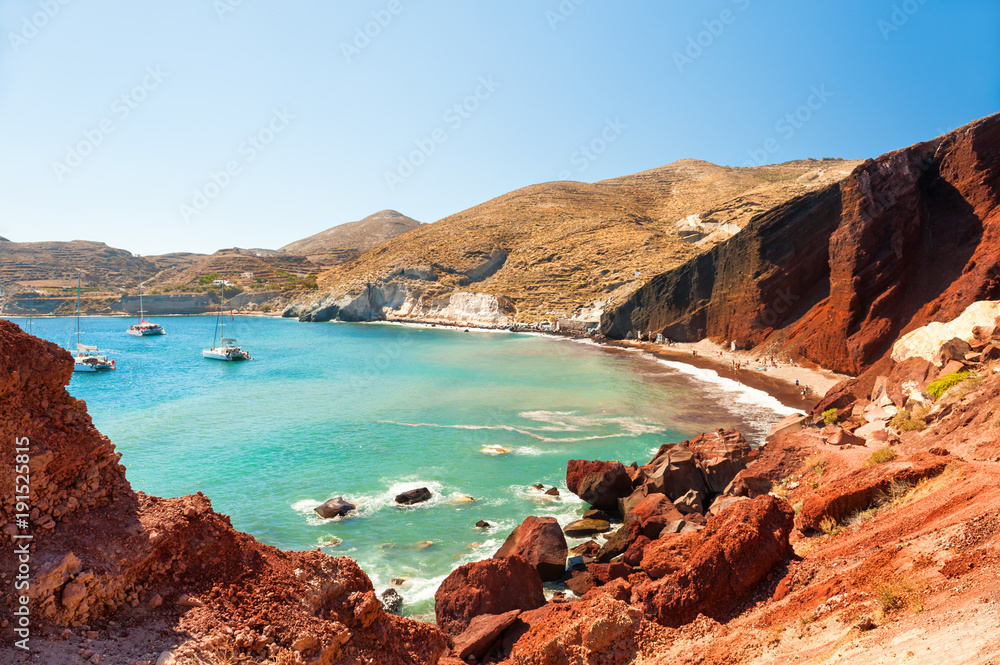 Red beach on Santorini island, Greece.