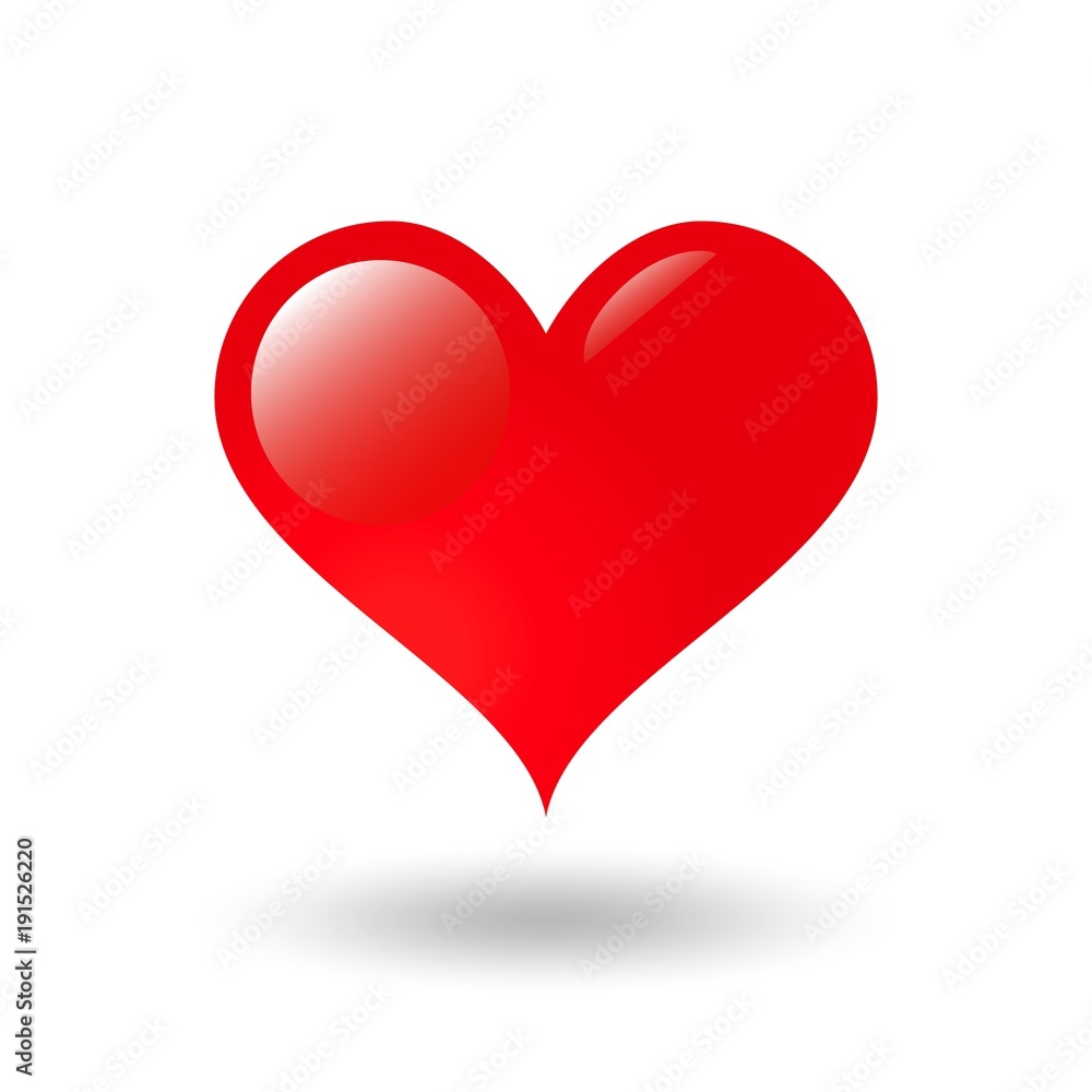 Classic shiny valentine heart with shadow. Vector illustration. Classic shiny valentine heart with shadow. Vector illustration.