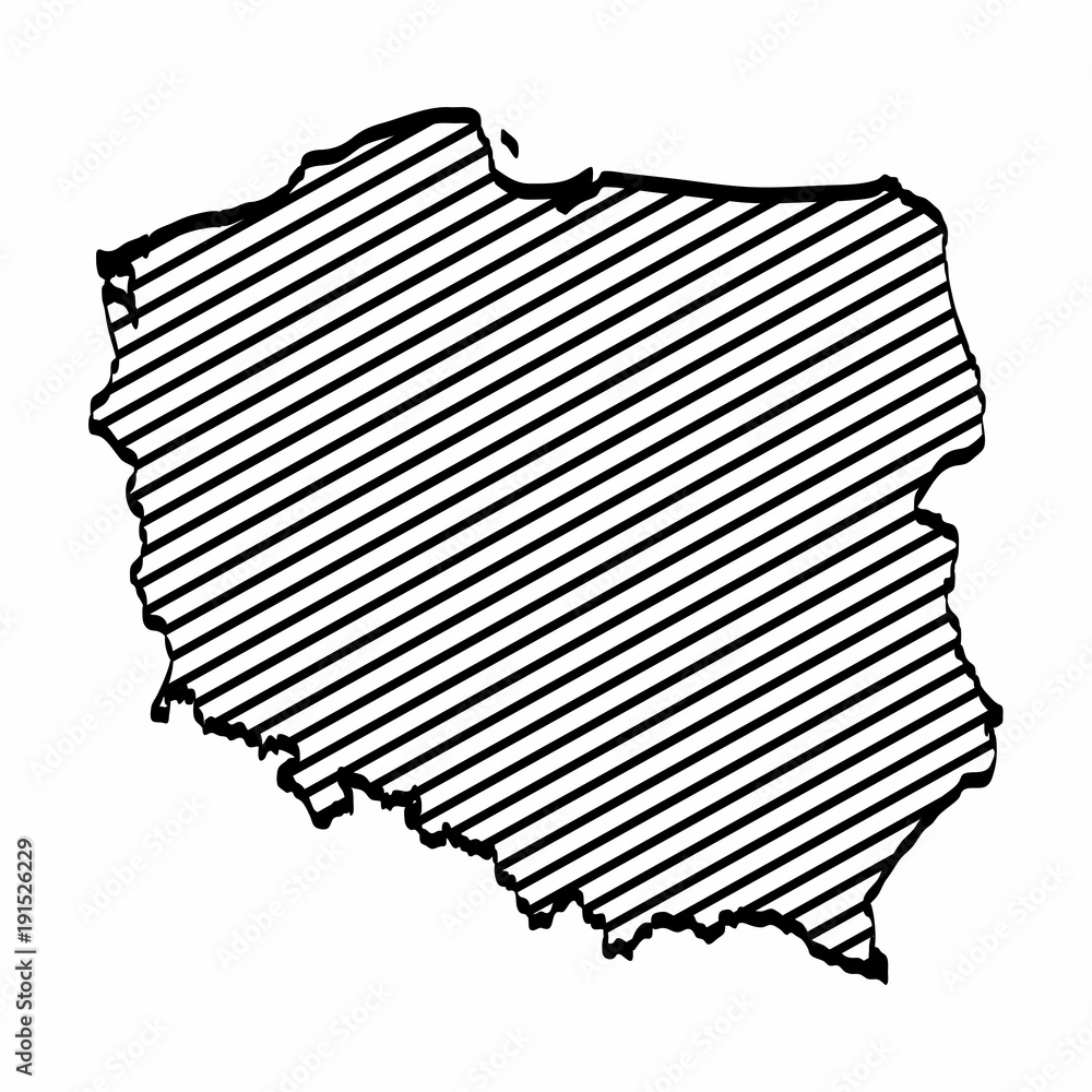 Obraz premium Poland map outline graphic freehand drawing on white background. Vector illustration